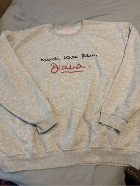 Gray 'Diana' Script Crewneck Sweater